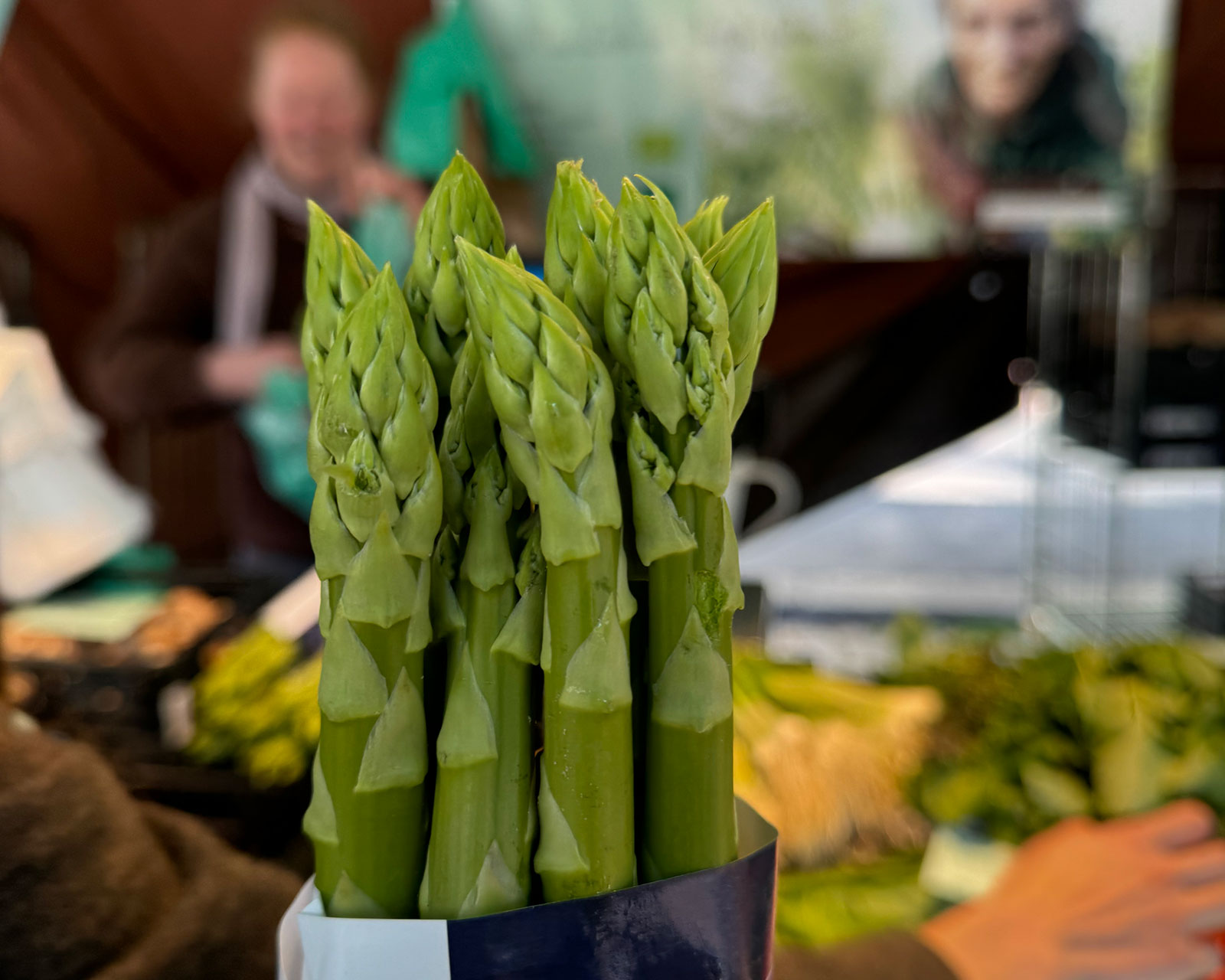 Grüner Spargel auf dem Wochenmarkt